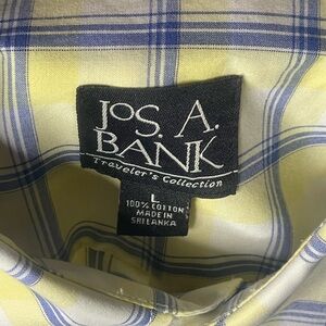 Jos. A. Bank Traveler's Collection Plaid Shirt - Yellow and Blue